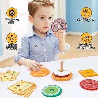 Wooden Burger Stacking & Pattern Matching Toy